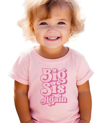 Olive Loves Apple Big Sis Again Shirt for Siblings Groovy Pink Graphic Big Sister Tee2