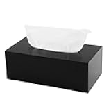 Acrylic Tissue Box Holder, PITBVO Rectangular Shiny Black Tissue Box Cover, Table Facial Napkin Dispenser for Car, Bathroom, Bedroom, Kitchen, Office, Living Room, Counter, Hotel Use