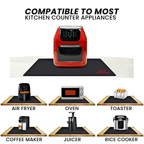Large Black Heat Resistant Mat For Kitchen Countertop, 23”x15”, Protect Counter Top From Air Fryer, Microwave, And Toaster, Silicone Heat Resistant Mat, Hot Pad For Countertops (Black) by Jage Kitchen Supply - Image 2