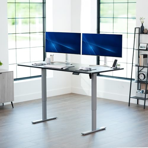 Image of VIVO Electric 71 x 30 in Standing Desk, Memory Height Adjustment, 1B Series, Holds 220 lbs, Black Top Gray Frame, DESK-KIT-1G7B