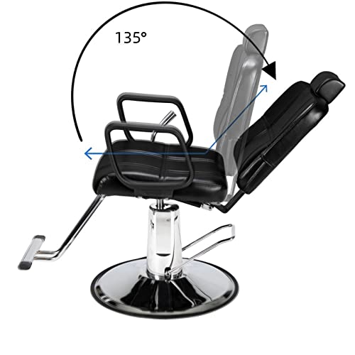 Winado Hydraulic Reclining Salon Chair For Barber Shop, Lady Styling Chair With Headrest & Footrest, 360 Degree Swivel, Height Adjustable, For Hair Stylist, Black #TOP4