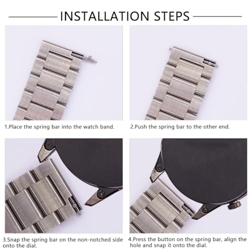 Antfly Correa de Reloj de Metal 22mm, Acero Inoxidable de Liberación Rápida para Hombres y Mujeres - 20mm 22mm (22MM, Plata) - imagen 3