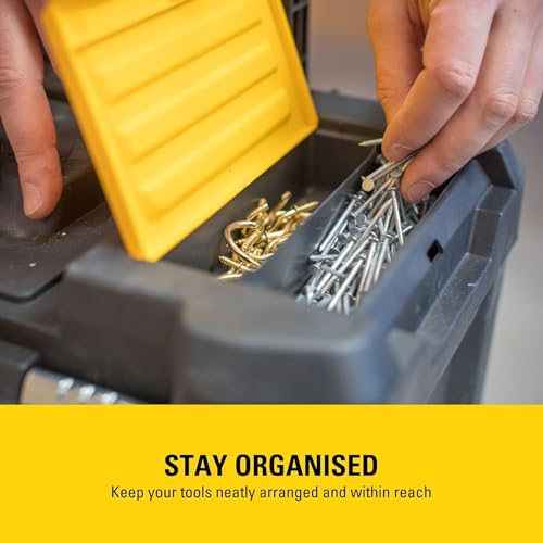 STANLEY Essential Rollende Werkstatt (3-in-1 stapelbare Boxen, leerer Werkzeugkasten, belastbar bis zu 20kg, mit Metallverschlüsse, Organizer für Kleinteile im Deckel) STST1-80151