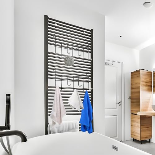 KKONHII 2 Pcs 7 Hook Attachment for Wire Shelving, Grid Hooks Rack for Wall Grid Panel Hanging Hooks Rack Steel Shelf Accessories Metal Hook Bars for Storage Display Organizer 1.5 x 12.6 x 4 Inch - Thumbnail 7