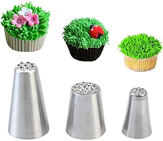 Tabiger Grass Piping Nozzles, 3-Pack Grass Icing Nozzles Set #233 #234 #234M Stainless Steel Large Piping Nozzles Tips Cake Decorating Tools Kit for Cupcakes Cream DIY Baking