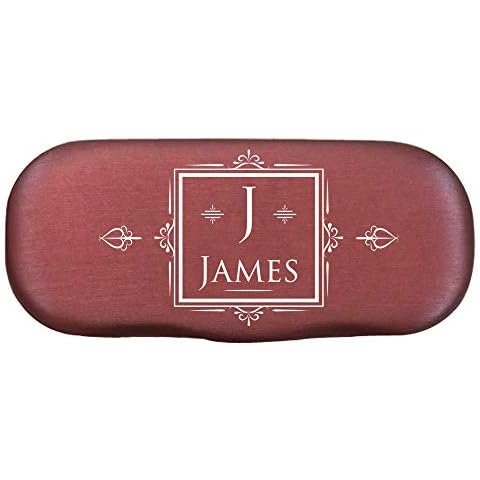 Personalised Eyeglass Case Engraved Spectacle Holder for Glasses Protection Portable/Hard Shell/Slim Travel Light/Foldable/Men/Women/Red Black Blue Purple/Modern Initials/15.5 x 7 x 3 Centimetre Cover