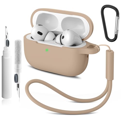 Image of Meliya for AirPods Pro /Pro 2 Case 2019 /2022 /2023 with Cleaner Kit, Soft Silicone Protective Case for Apple AirPods Pro 1st /2nd Generation with Keychain & Lanyard for Women Men, Milk Tea