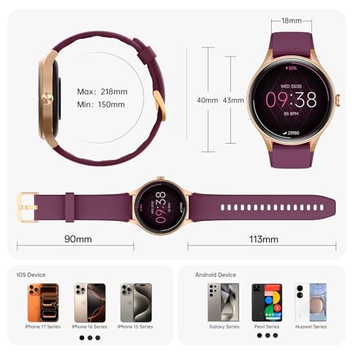Image of Woneligo Smart Watch for Women,1.57inch AMOLED Touchscreen Fitness Watch for iPhone & Android,Heart Rate /Sp02 /Sleep Monitor,110+ Sport Modes IP68 Waterproof Bluetooth Calls