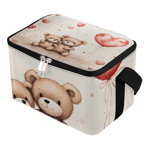 GzLeyigou Lunch Bags for Women Men 9 Cans,Valentine's Day Bears Hot & Cold Food Delivery Bag Insulated Grocery Bag Insulated Lunch Box Cooler Bag for Office Work Picnic Beach