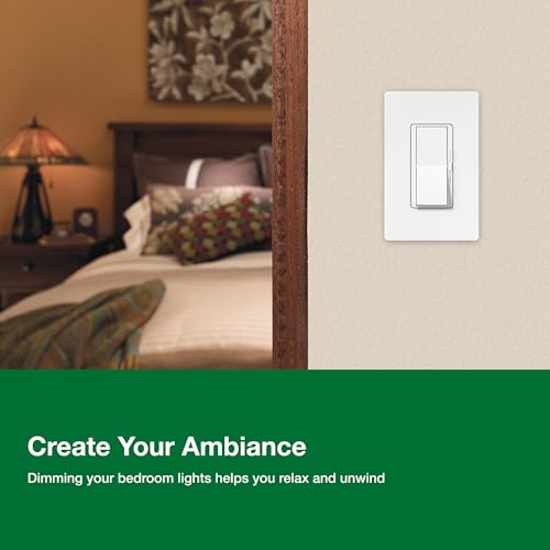 Image of Lutron Diva LED+ Dimmer Light Switch for Dimmable LED, Halogen, and Incandescent Bulbs, 150 Watt, Single-Pole or 3-Way, DVCL-153P-WH-5, White, 5 Pack