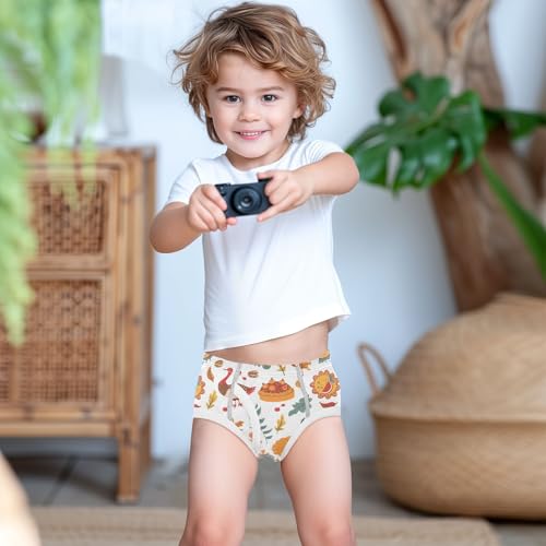 visesunny Boys Cotton Underwear Thanksgiving Food Turkey Printed Toddler Soft Training Briefs Size 2T-8Y for Kids3