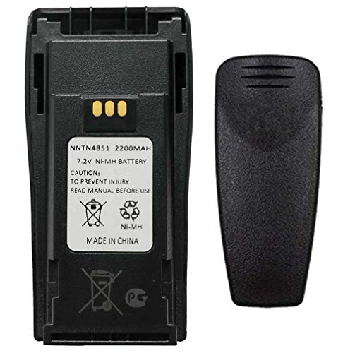 Teseko NNTN4851 NNTN4851A NNTN4496 NNTN4497AR NNTN4970A 7.2V 2200mAh Ni-MH Two-Way Radio Battery Replacement for Motorola CP040 CP140 CP150 CP160 CP180 CP200 PR400 EP450+Belt Clip