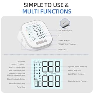 Pediatric Blood Pressure Cuff, Blood Pressure Machine for Home Use - 3 Size Cuffs, Small 4"-8", Medium 6"-10" and Large 7"-17", Perfect for Family Health Monitoring