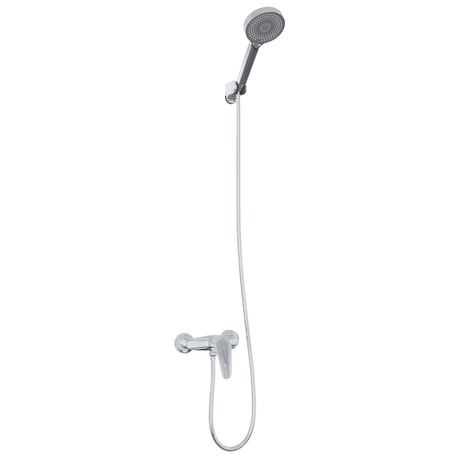 Juego de alcachofa de ducha cromada G de 1/2 pulgadas con 5 tipos de chorro, latón y plástico, compacto rectangular, incluye manguera, soporte de ducha, grifo mezclador para baño y spa