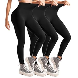 3 Pack Leggings for Women High Waisted Non See-Through Black Soft Workout Gym Yoga Pants