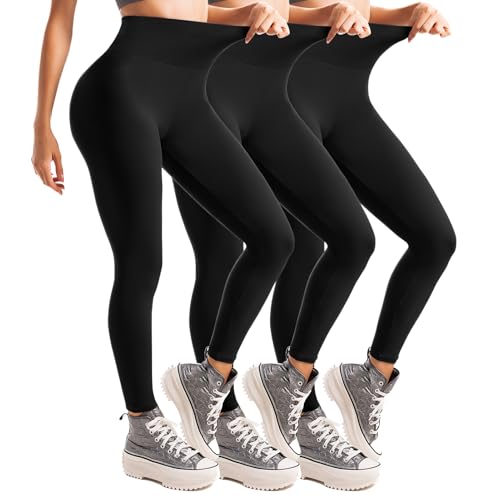 Leafigure Leggings Damen High Waist, Leggins Blickdicht Schwarz für Sport...