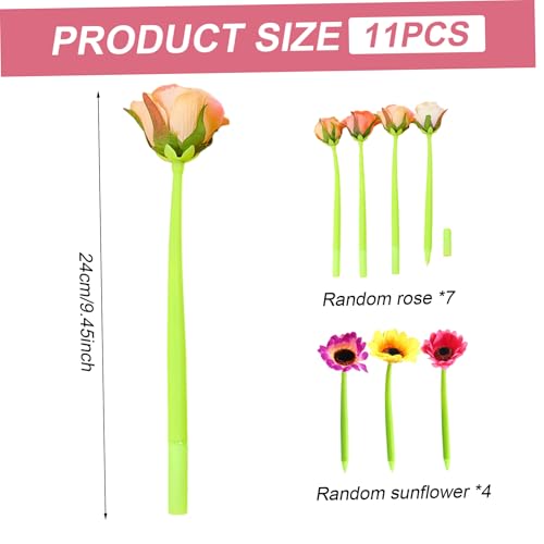 Set de 11 bolígrafos florales con tinta gel negro miniatura 3
