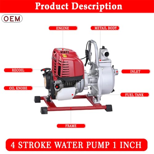 Image of OEM Professional 35CC 4 Stroke Advanced Technology Gasoline Petrol Engine Water PUMP 1? | 1Inch | Low Fuel Consumption | Long Running Time
