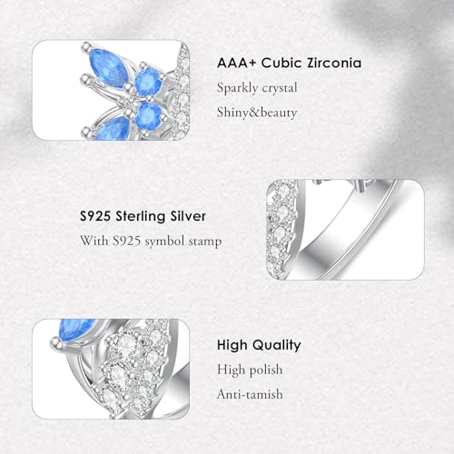 PROESS Butterfly Ring 925 Sterling Silver Butterfly Ring Engagement Promise Rings for Women Jewelry4