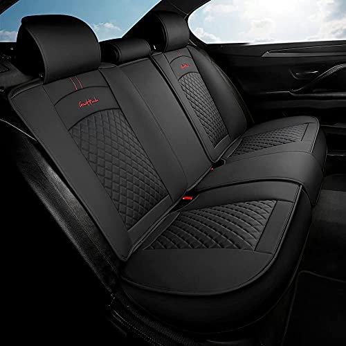 Giant Panda Rear Car Seat Cover Luxury Faux Leatherette Bench Seat Cushion Cover Solid Black, Fit Most Cars Suv Pick-Up Trucks #TOP6