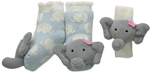 Mud Pie Unisex Baby Elephant Wrist and Toe Rattle Set