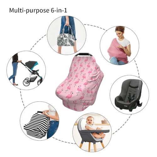 Image of Flamingo Baby Stuff Car Seat Cover for Baby,Mom Nursing Breastfeeding Covers,Multi-Use Car Seat Canopy Carrier Cover,Stroller Cover Newborn Shower Gift for Boys Girls
