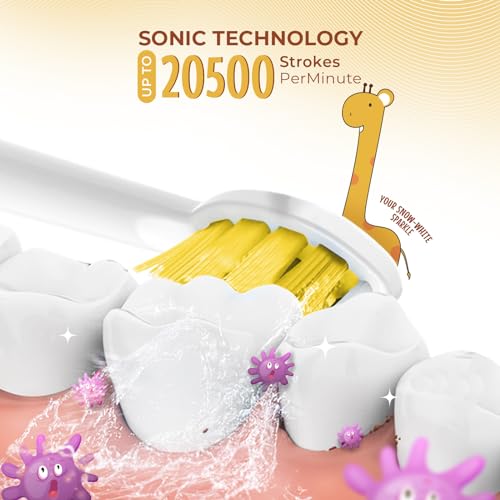 Image of beatXP Jiggle Sonic Electric Toothbrush for Kids with 2 Brush Heads & 3 Cleaning Modes | Rechargeable Electric Toothbrush | 20500 strokes /min with Long Battery Life (Snowy White)