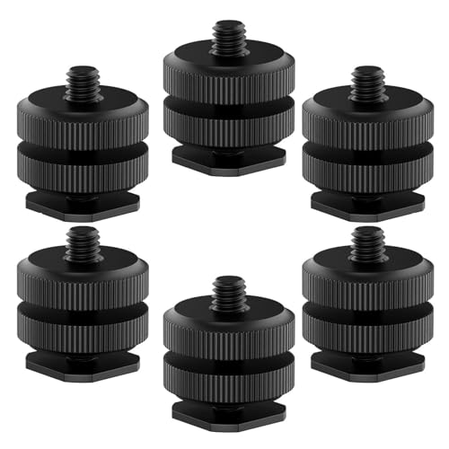 Camera Hot Shoe Mounts (6 Pack) to 1/4"-20 Tripod Adapter