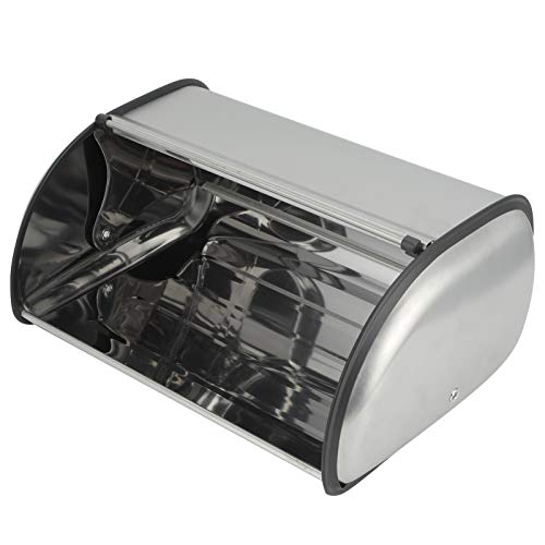 Panera de acero inoxidable para evitar el pan duro con tapa enrollable 3