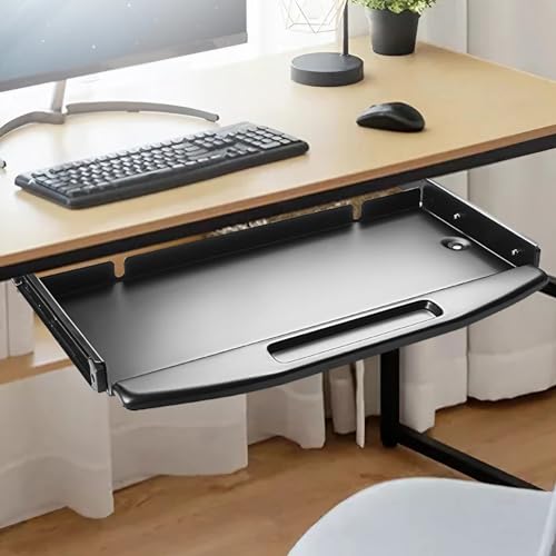 Kleine Computertastaturablage Unter dem Schreibtisch, Höhenverstellbare Stahltastaturablage Unter dem Schreibtisch, Ergonomische Tastaturablage für Zu Hause, Büro (Size : Regular)
