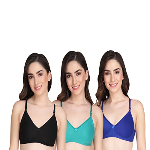 Image of Women Non Padded Bra - Made of Pure Cotton Full Coverage Non Wired Soft Cup for T-Shirt Saree Dress and for Everyday