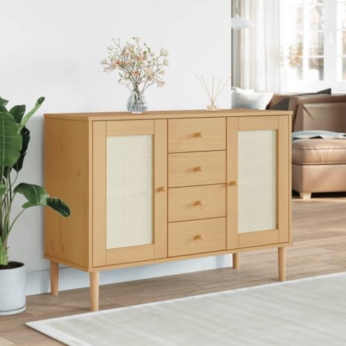 INLIFE Sideboard SENJA Rattan-Optik Braun 112x40x80 cm...