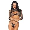 3-delige bikini met visnet en buikvrije topset