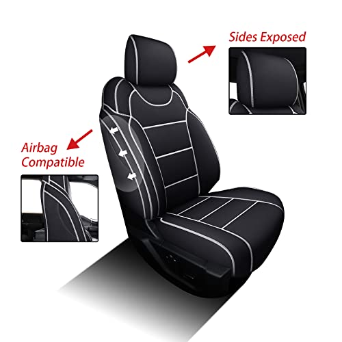 Coverado Front Car Seat Covers With Waterproof Neoprene, Ford F150 Seat Covers For Trucks, Car Back Seat Protector Fit For 2015-2023 Ford F150 Crew Cab & 2017-2023 F250 F350 F450, (White And Black) #TOP2