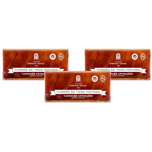 Chocolates Marcos Tonda - Pack De 3 Turron De Yema | Turron Blando De Yema Con Un Peso De 300g | Caja De Chocolates Para Regalar | Chocolates Originales Para Regalar