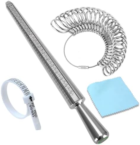 Ring Sizer Measuring Tool Set Metal Ring Sizers Stainless Steel Ring Gauges Finger Sizer & Ring Mandrel Aluminuml (Size 1-13), 27 Pcs (Ring Sizer Set)