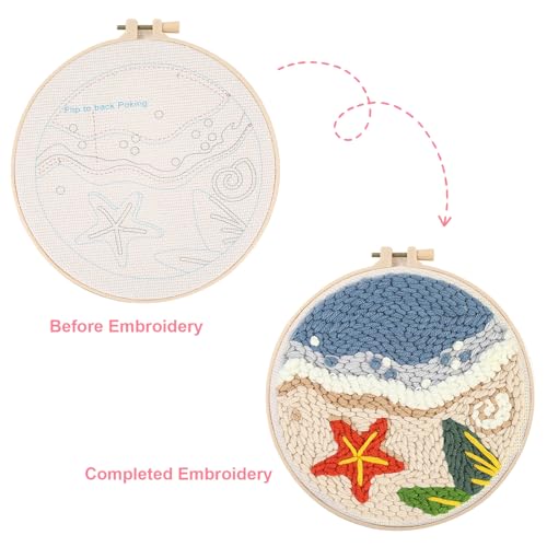 Image of Fanmayhe Punch Needle Kit, Punch Needle Kits Adults Beginner, Embroidery Kit for Beginners Adults and Kids Include Embroidery Cloth with Pattern Thread Needle Threading Tool Instruction