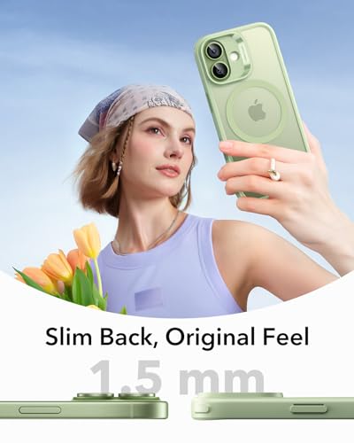 Image of ESR for iPhone 17 Case, Camera Control Cover, Compatible with MagSafe, Shockproof Military-Grade Protection, Magnetic Phone Case for iPhone 17, Classic Hybrid Case, Frosted Light Green