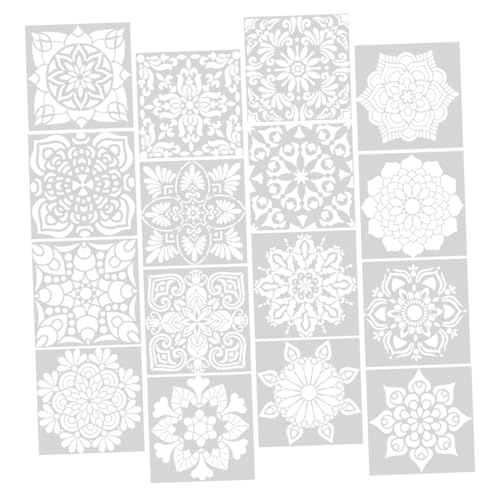 WOONEKY �`��X�e���V���e���v���[�g �ԊG�X�e���V��16���Z�b�g PET�f�ލė��p�\ DIY�z�[���f�R �z�n�y�C���g�p���}�e���v���[�g