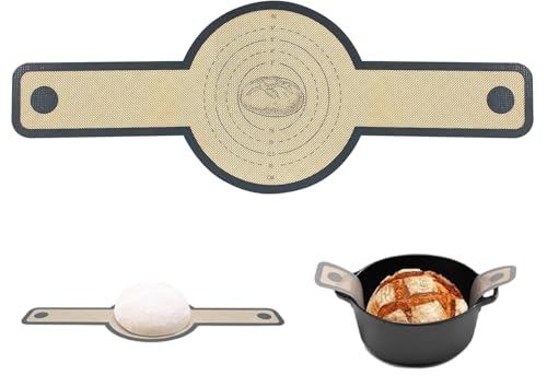 Heyumybit Silicone Baking Mat,Silicone Bread Sling for Dutch Oven with Long Handles,Reusable Dough Drop Mat for Transferring Dough,Baking Tool for Home Bakers