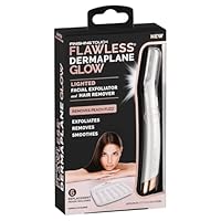 Finishing Touch Flawless Dermaplane Glow Facial Hair Remover - Exfoliates Skin & Removes Peach Fuzz - 18K Gold Plated Head - Facial Exfoliator - White