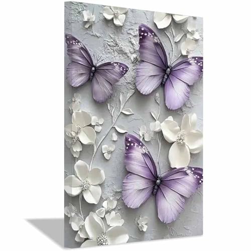 Impression papillons violets 70x100cm pour habiller un grand mur vide sans cadre