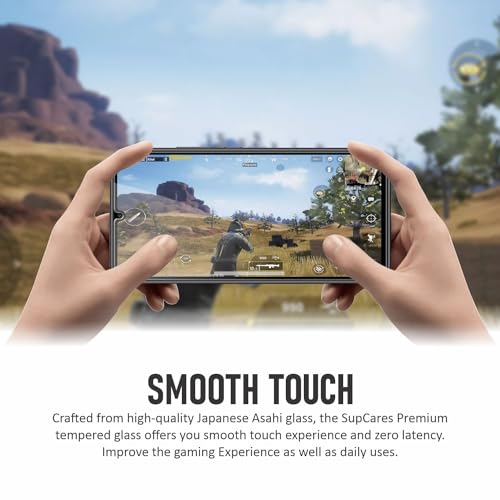 Image of SupCares Tempered Glass for Samsung Galaxy A34 (6.6 Inch) With Installation Kit | Military-Grade Gorilla Screen Protector | Edge to Edge Coverage | Black