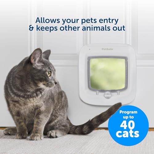 Image of PetSafe Microchip Cat Door, Exterior or Interior Pet Door - Multi-User RFID Access Up to 40 Pets, 4-Way Locking, Weatherproof, DIY Easy Install, Hardware Kit; Privacy for Cat Litter Box or Pet Feeder