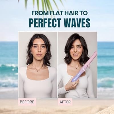The Beachwaver Co. B1.25 Rotating Curling Iron - Pink Sunset | Automatic 1 1/4-Inch Ceramic Curling Iron - Larger Barrel Size for Medium-to-Long Hair! | Auto-Shut Off, Travel-Friendly, Dual Voltage
