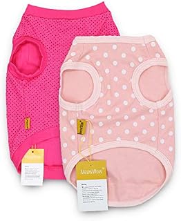 MeowWow 100% Cotton Shirts for Dogs Polka Dots Clothes for Small Dogs, Small