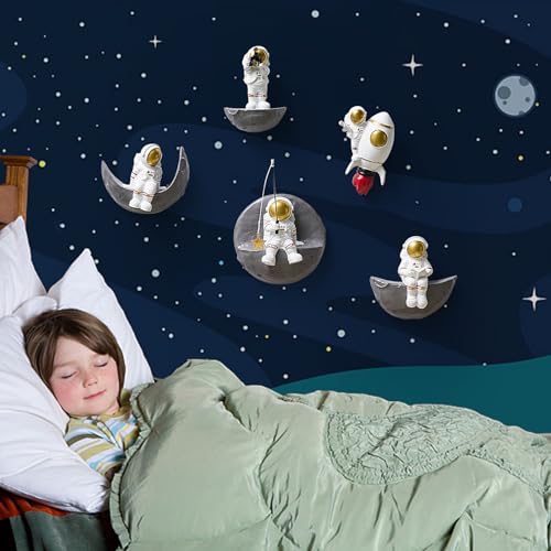 Fjs Astronauts Wall Decor Set Of 5, Wall Sculptures Modern Home Decor Wall Decorations For Living Room, Outer Space Theme Decorations Space Decor For Kids Room Boys Room thumb #3