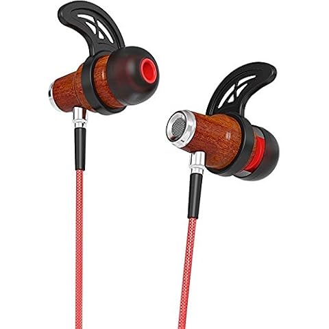 Symphonized NRG 2.0 Bluetooth Wireless Wood in-Ear Noise-isolating Headphones, Earbuds, Earphones with Mic & Volume Control (Orange) (Red) Cover
