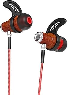 Symphonized NRG 2.0 Bluetooth Wireless Wood in-Ear Noise-isolating Headphones, Earbuds, Earphones with Mic & Volume Control (Red)