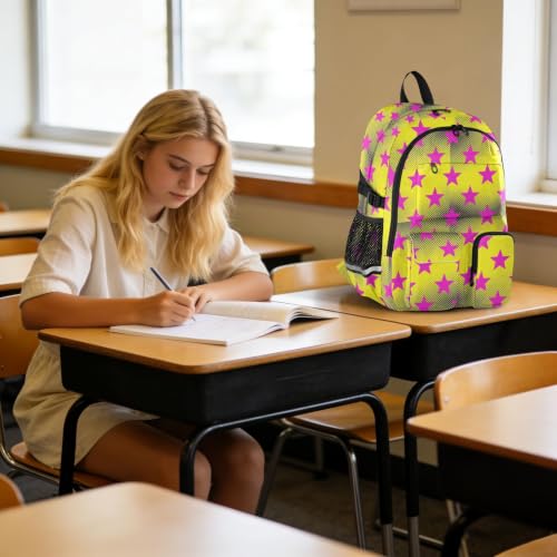 Mochila escolar de estrellas rosas ideal para campus universitario y oficina 6